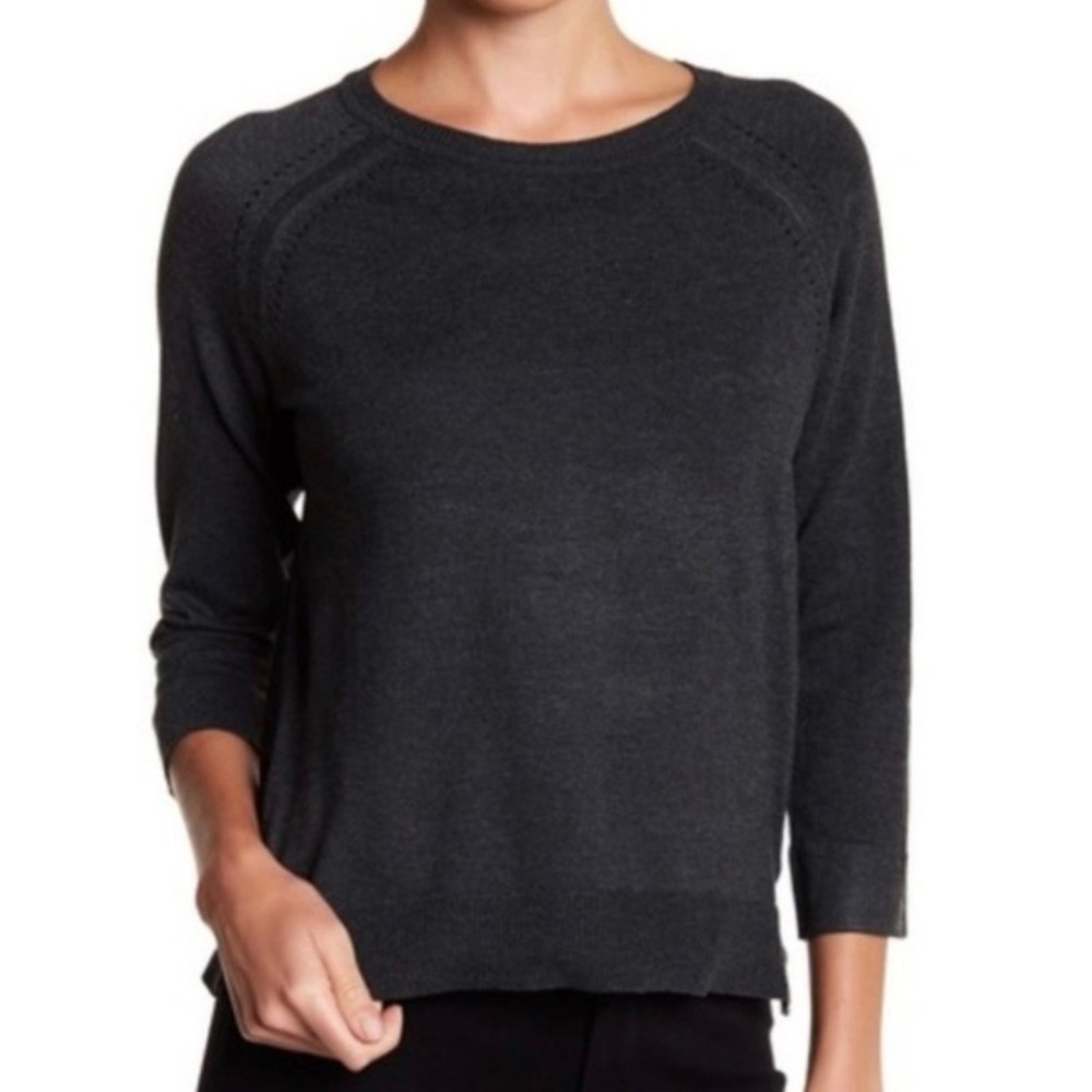 Philosophy Sweater XL Gray Excellent 3/4 Sleeve Pointelle Detail Quiet Luxury